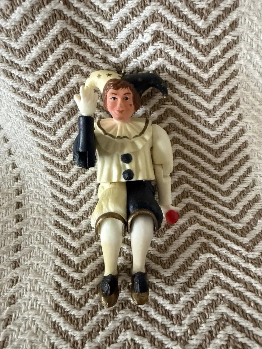 1984 Hallmark Keepsake Holiday Jester Christmas Ornament Movable Arms Legs Box